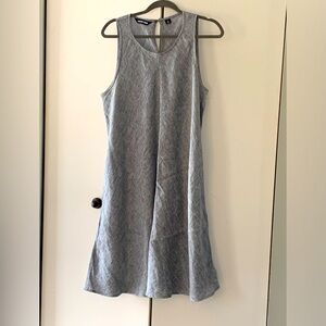 Lands' End 100% Linen Dress Sleeveless Swing Knee Length Keyhole Back